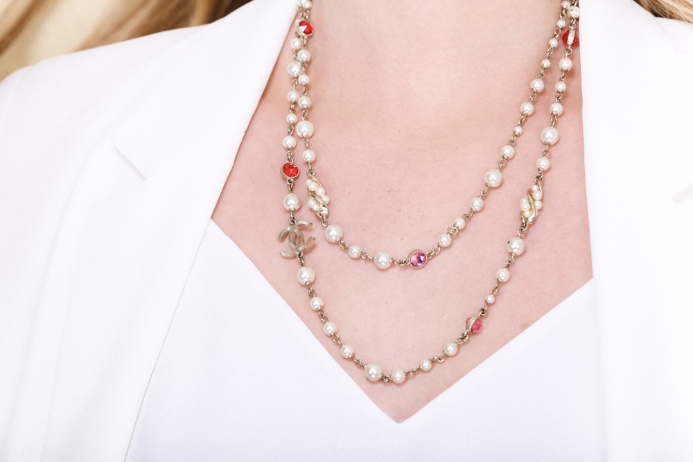 Chanel Pearl Bead CC Long Necklace