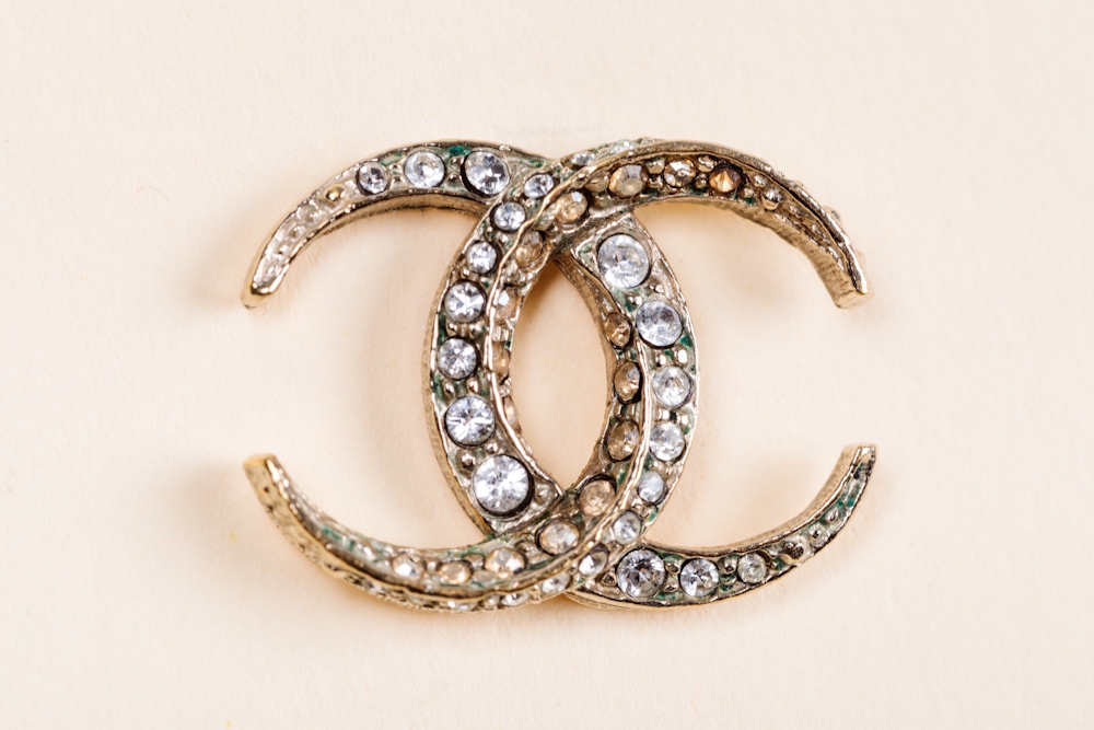 Chanel Dubai Crescent Moon Crystal CC Stud Earrings