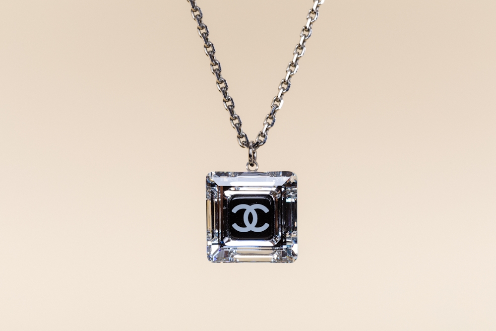 Chanel Lucite CC Square Pendant Necklace