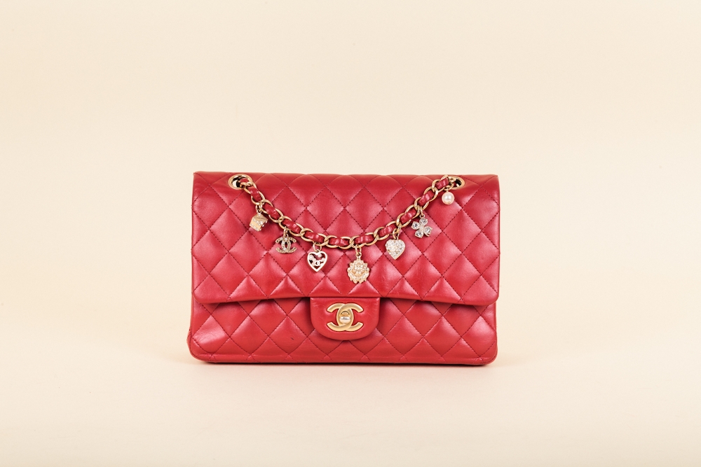 Chanel Limited Edition Lambskin Quilted Charms Double Flap Bag