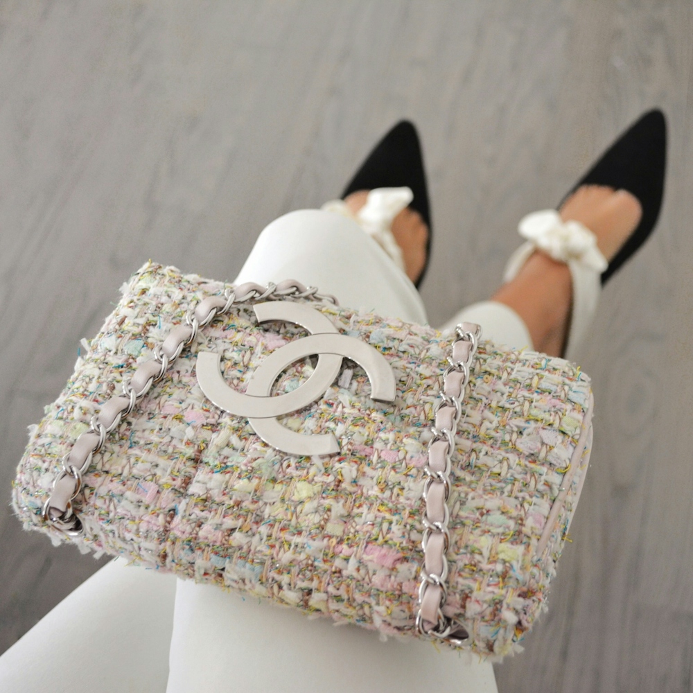 Chanel Vintage Tweed Small Diagonal Flap Bag