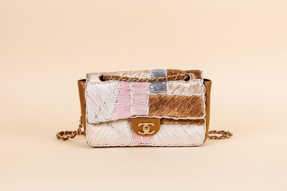Chanel Raffia Patchwork Classic Flap Bag