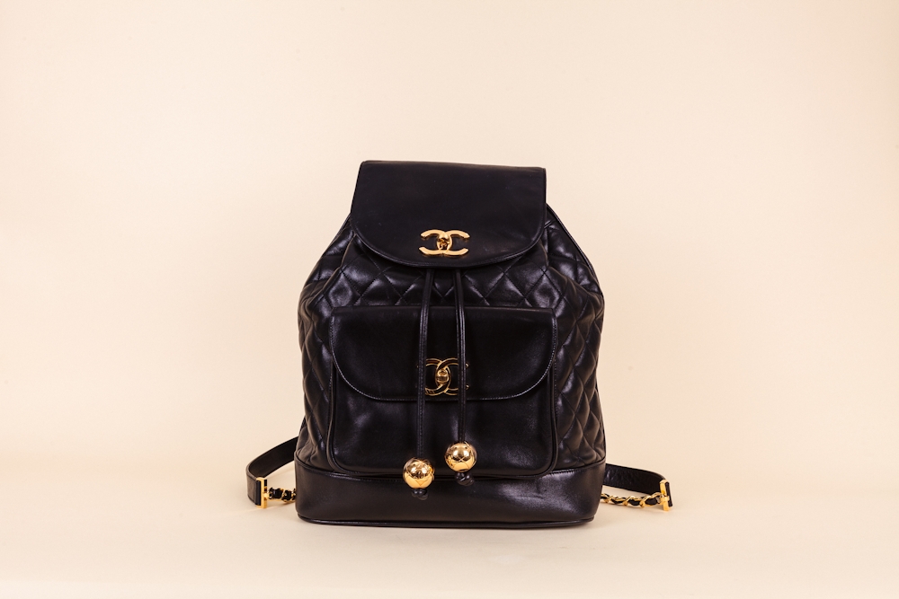 Chanel Vintage Caviar Quilted Drawstring Backpack