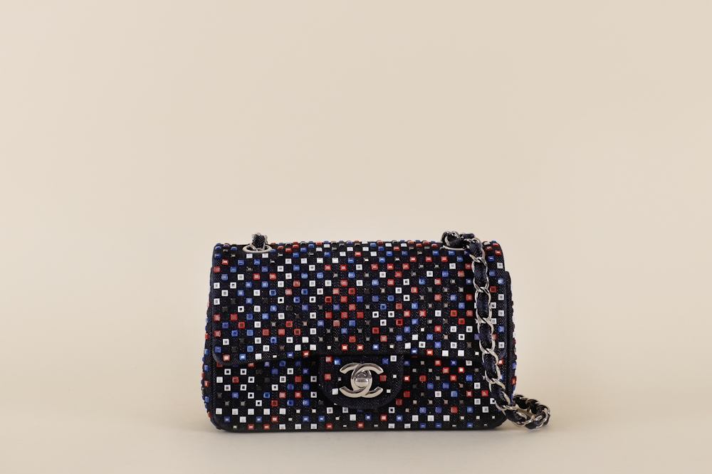 Chanel Denim Crystal Strass Mini Flap Bag