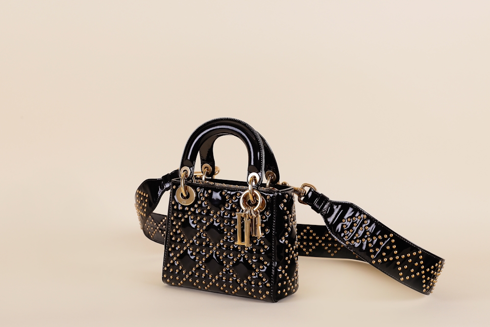 Christian Dior Patent Studded Mini Lady Dior Bag