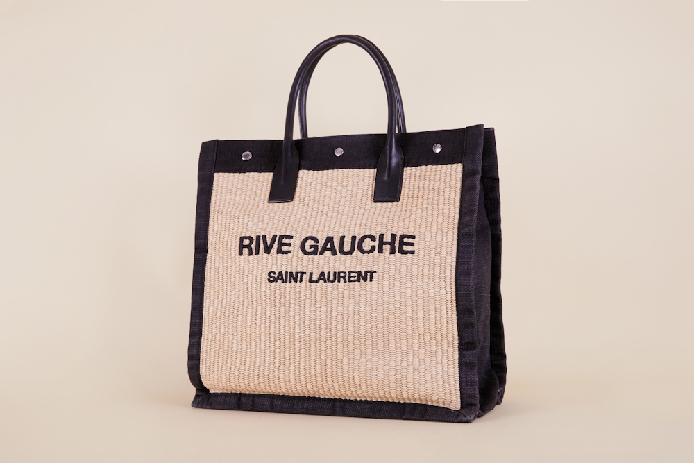 Saint Laurent N/S Raffia Rive Gauche Tote Bag